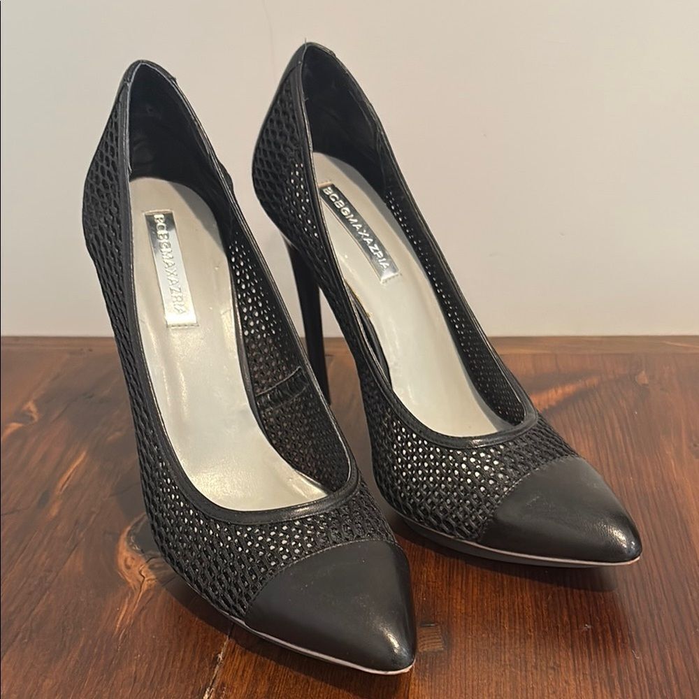 BCBGMaxAzria Mesh Ma-Kassia Black Stilletto Size 8.5 M